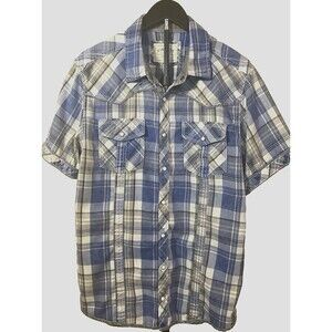 BKE  Western Pearl Snap Short Sleeve Athletic Fit mens SZ L